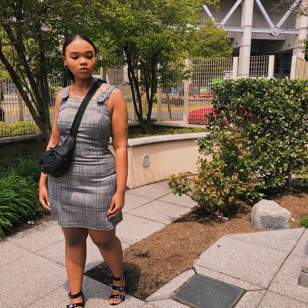 Gray plaid dress